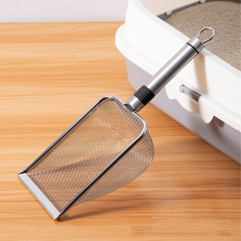 Pet cleaning shovel, stainless steel cat litter shovel with fine holes, immediate cleaning tool for cat and dog waste