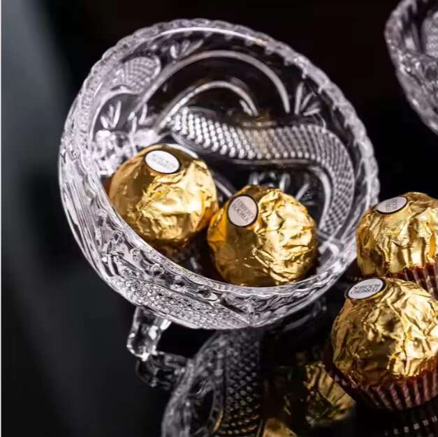 High Performance Cute Cookie Fruit Snacks Small Vacuum Glass Buffet Candy Jar Set Premium Bowls