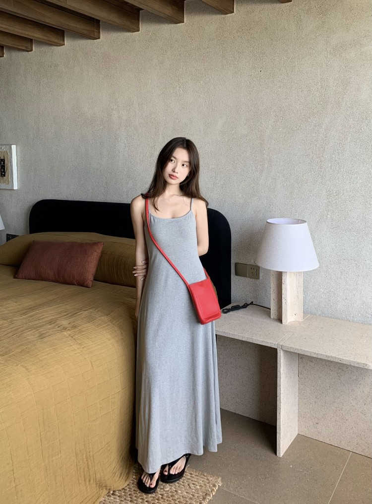 G9293 Spring and Summer Minimalist Waistband Chest Pad Dress for Women