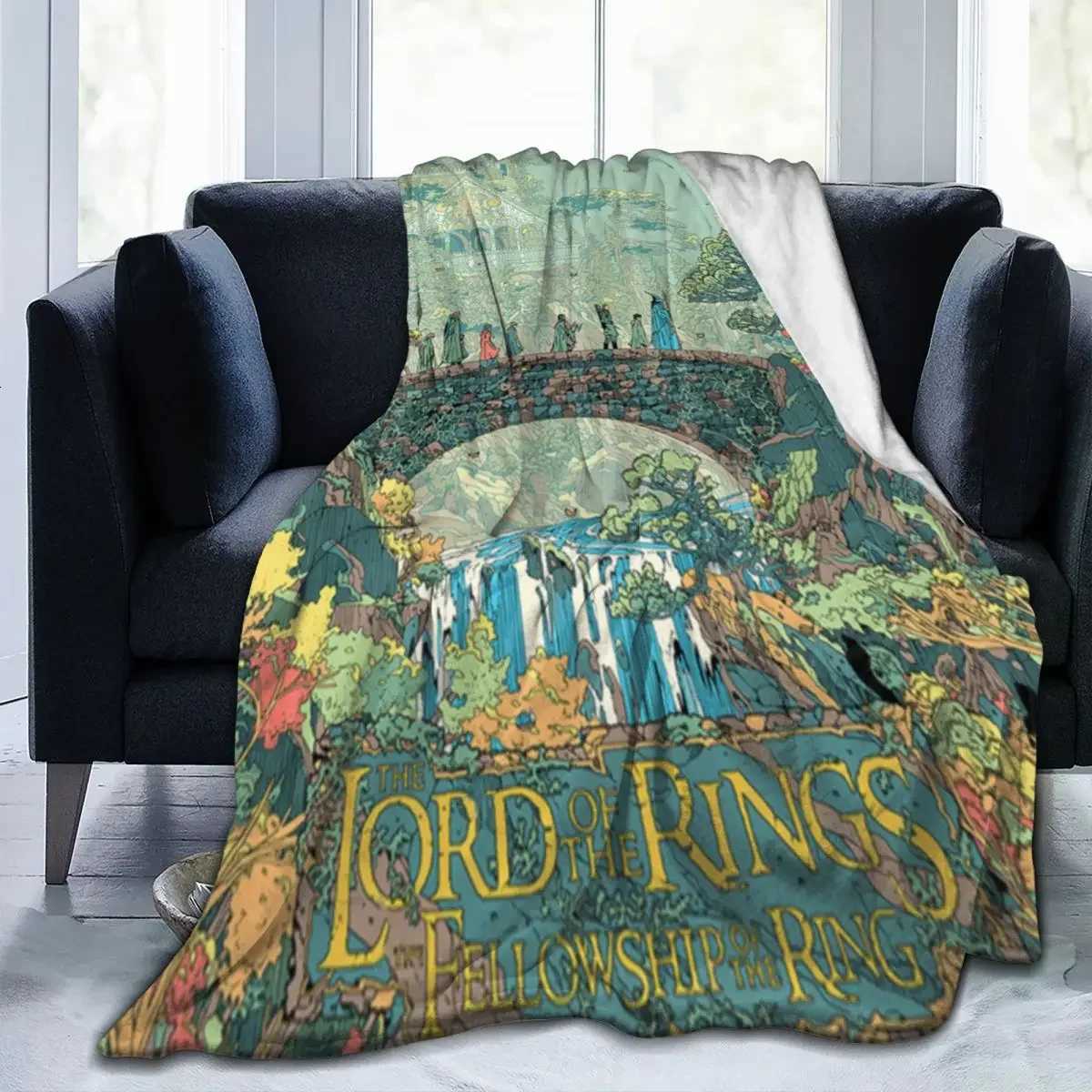 Vintage Ring Lord Movie Flannel Blanket Peace Nature Warm Throw Blanket for Chair Sofa Bed Novelty Bedspread Sofa Bed Cover X250714