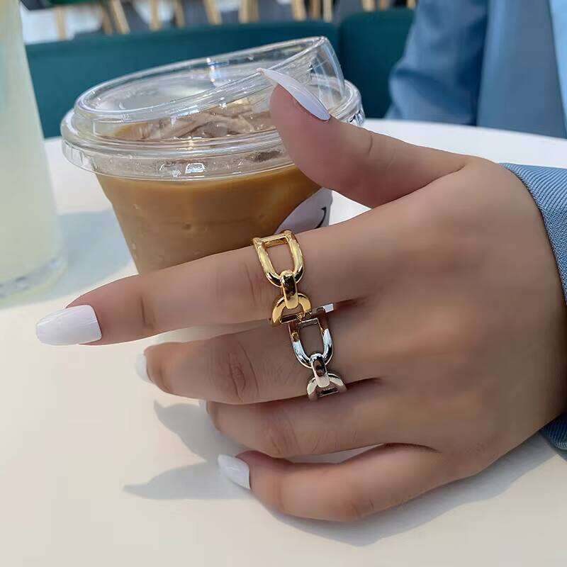 DHCollections Geometric Gold Stainless Steel Ring - Adjustable Open Cuff Minimalist Finger Ring for Women & Men (Trendy 2025 Spring Collection)