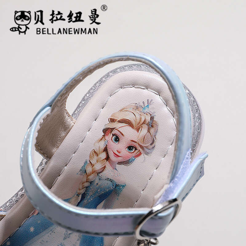 Girls' Peep-Toe Hollow 2024 Summer New Children's Butterfly Fish Mouth Rhinestone Soft Sole Princess Sandals