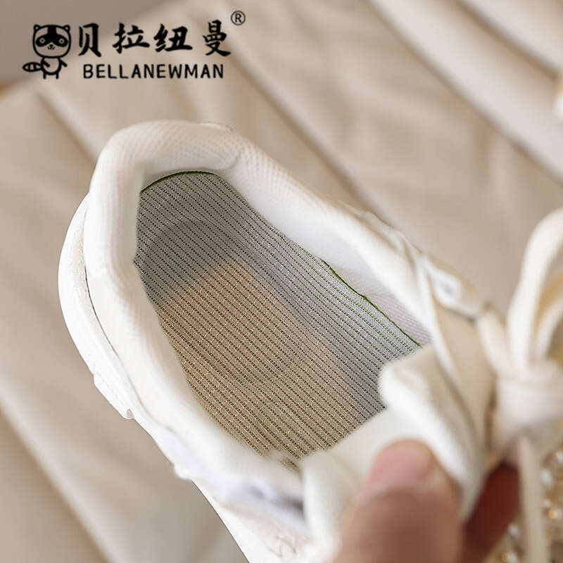 Hot-Selling 2025 Spring and Autumn New Korean Style Girls' Fashion Pearl Sneakers Children's Thick-Soled White Casual Shoes