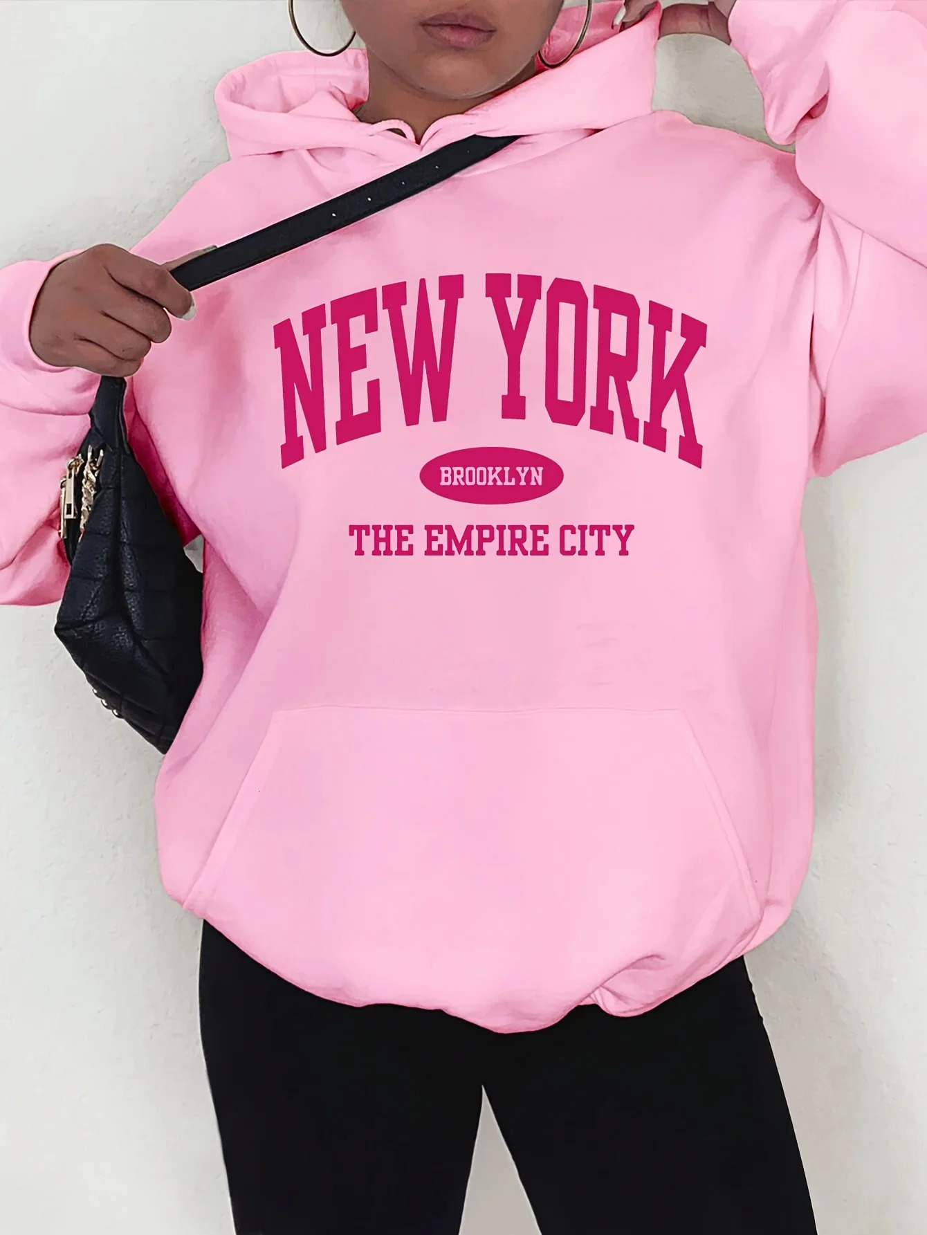 York Print Hoodie Sweatshirt Active Casual Pullover with Pocket Long Sleeve Fit Clothes Outdoors Shirt 250707