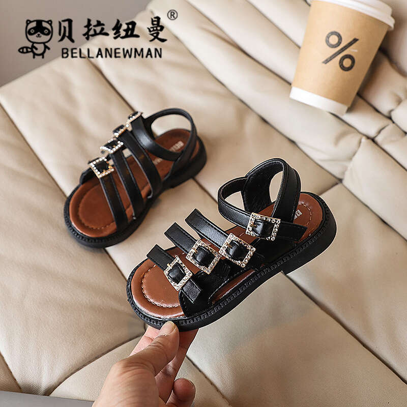 Choice Girls' Metal Buckle Versatile Roman 2025 Summer New Children's Open-Toe Beach Big Kids' Sandals