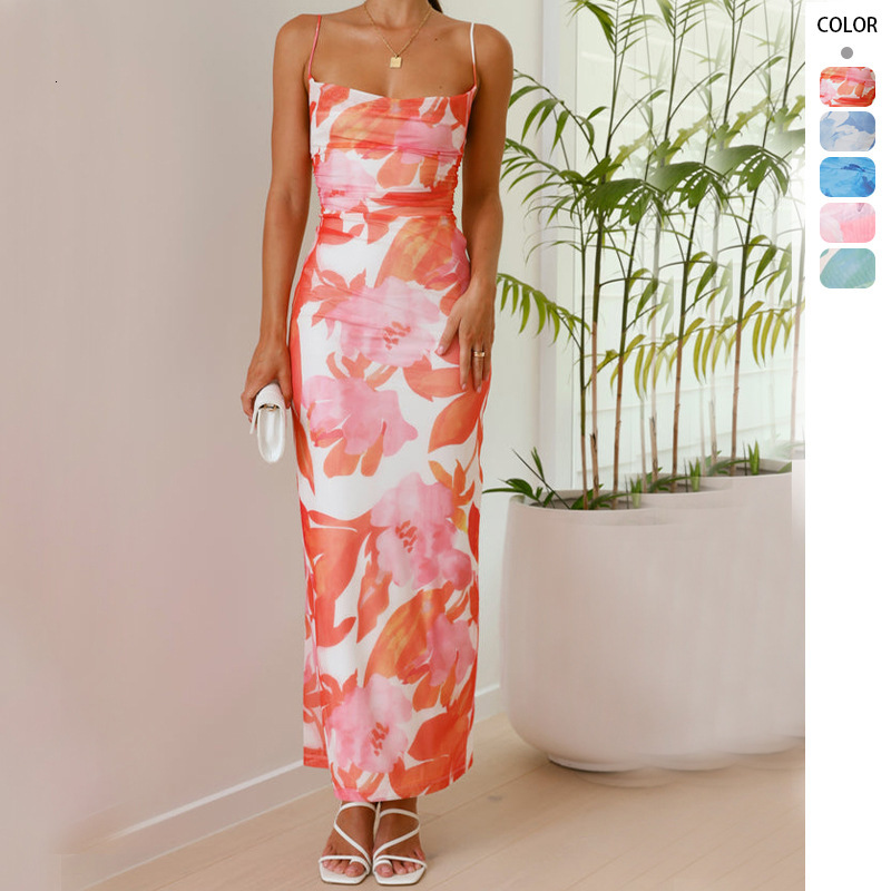 2025 New women's dress new fashionable summer print sleeveless vest sexy slim fit women's tight fitting dress new designer dress