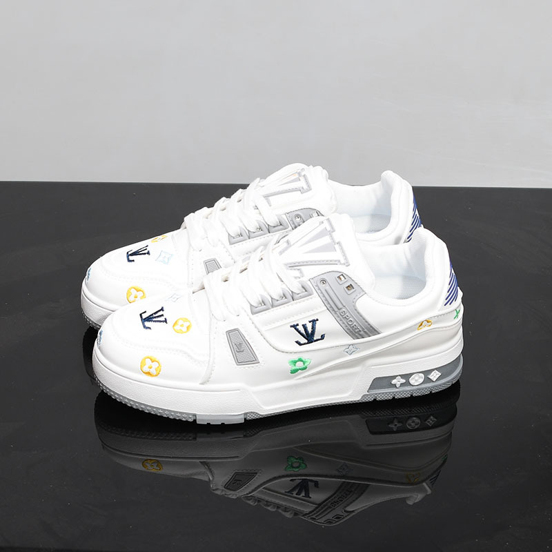 Designer shoes free shipping Sports board shoes leather surface trendy men shoes Hong Kong style shoes couple's white shoes men versatile shoes N