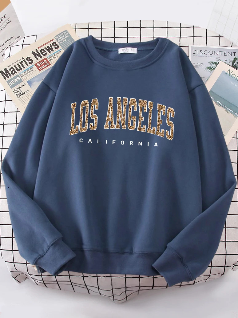 Los Angeles California USA City Leopard Womens Hoody Hipster Fit Sweatshirt Autumn Warm Fashion Casual Clothes Female 250707