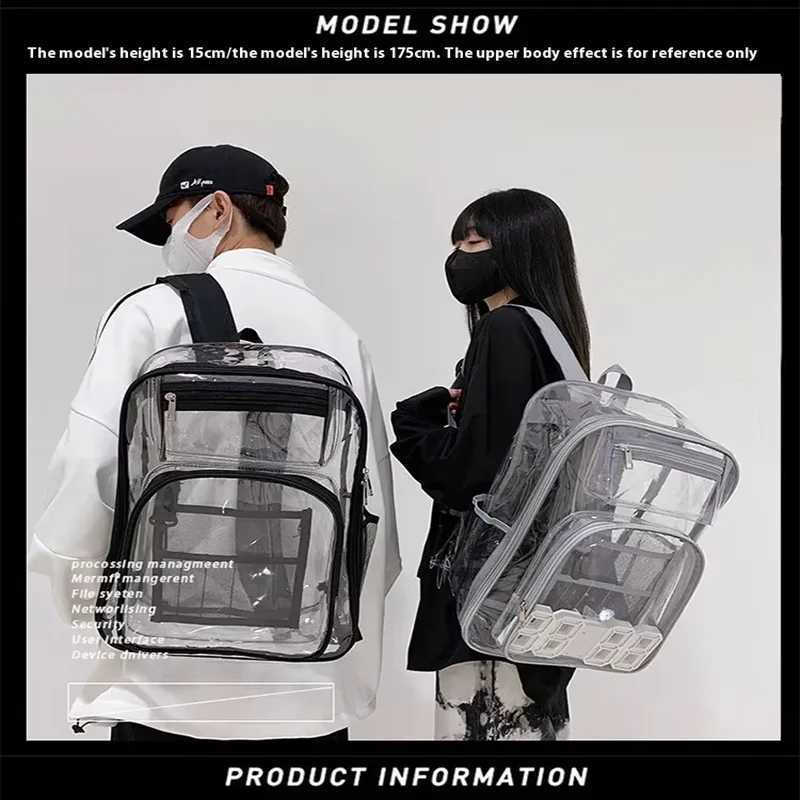 Backpack Waterproof Transparent School Bag Girl Large Capacity Backpack Solid Clear Backpack Men Fashion Transparent Plastic Bag S250714