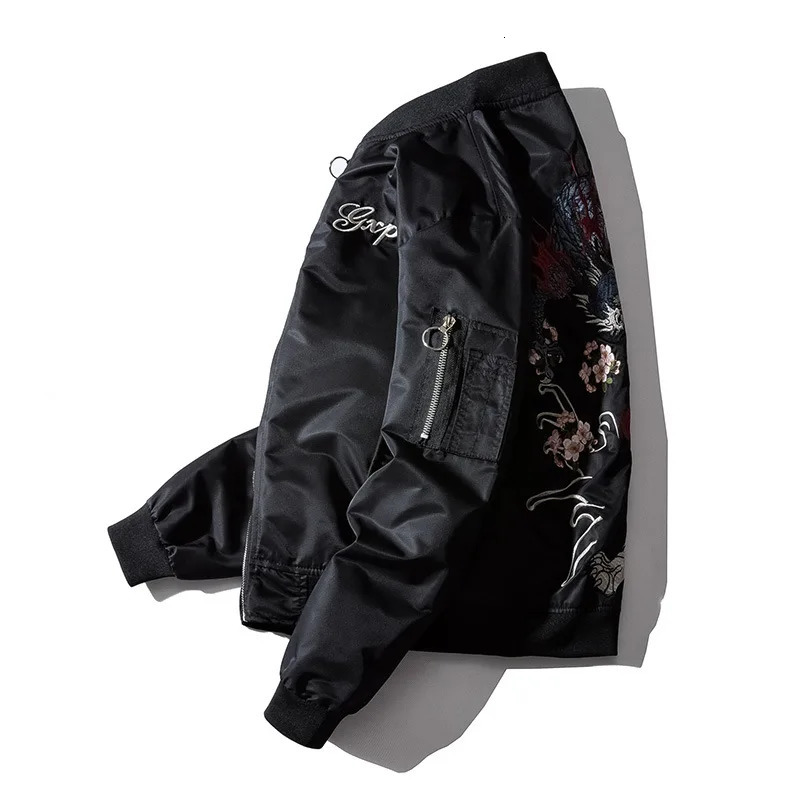Embroidery Mens Bomber Jacket Dragon Tiger Autumn Winter Pilot Jacket Men Hip Hop Japanese Baseball Youth Jacket Streetwear Male 250708