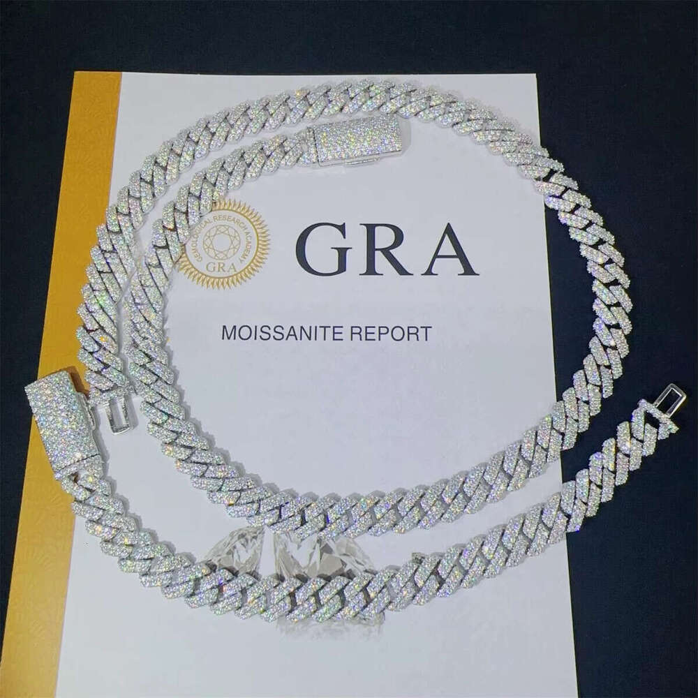 Top jewelry bracelet8mm Two Rows Pass Tester Iced Out Hip Hop VVVS1 Silicon Stone Cuban Chain NecklaceHip hop jewelry bracelet necklace