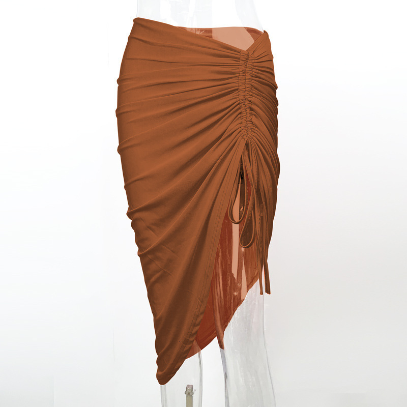 2025 New Women's Skirt Summer New Women's S Sexy Slimming Irregular Skirt Fashion Trend Pull Rope Half Skirt New Designer Dress