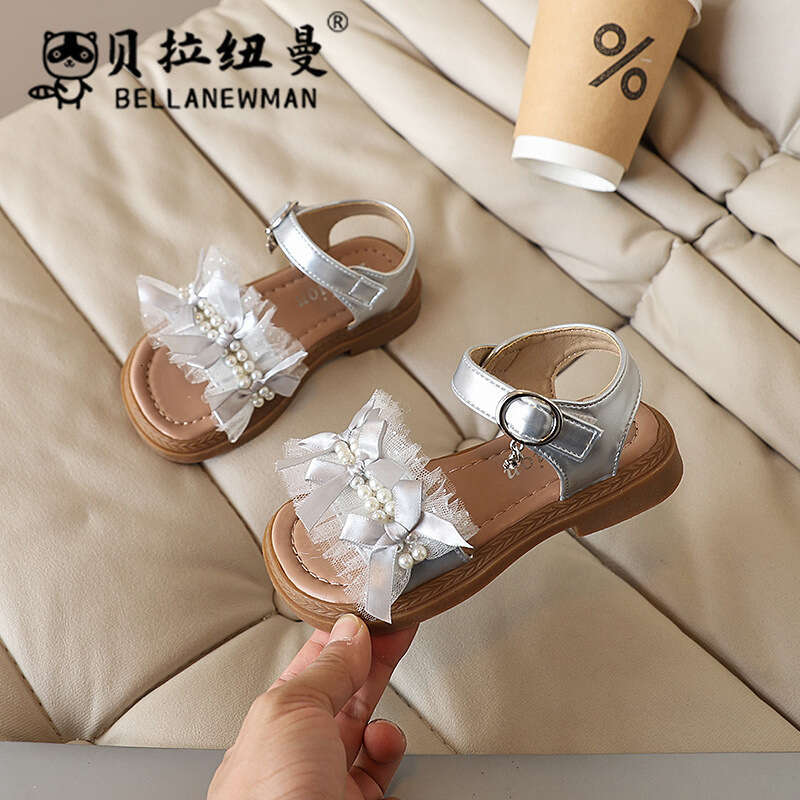 Choice Kids 2025 Summer New Girls Beaded Princess Sandals Korean Style Children's Soft Sole Fashion Beach Shoes