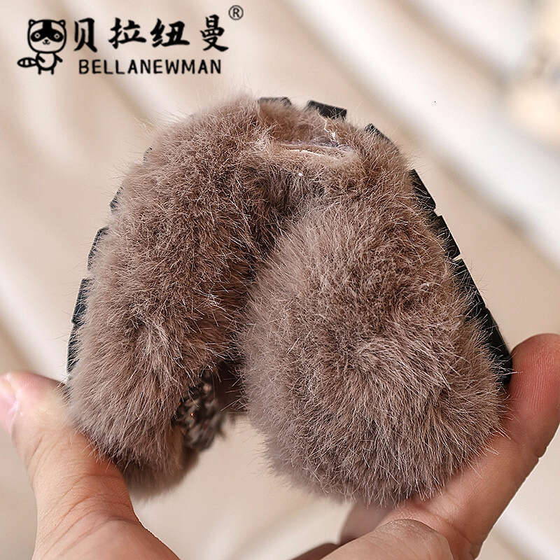 Children's with Rhinestones and Fleece Lining, 2024 Winter New Fashionable Furry for Girls, Outdoor Cotton Shoes