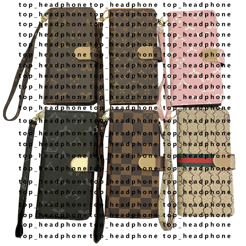 Designer Leather Flip Wallet Phone Case for 16Pro Max Crossbody Phone Case with Card Holder For iPhone 14 13 12 16 Plus Samsung S25 S24 Case Wallet Shockproof Cover