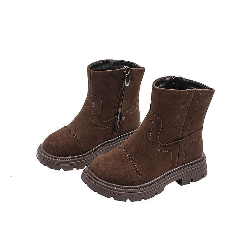 Children's Double-Sided Fleece Short 2024 Autumn New Korean Girls' British Style Martin Boots for Older Kids