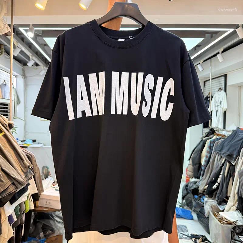 Men's T Shirts I AM MUSIC High Street English Letter Slogan Print Shirt Men Women T-shirt Top Tees