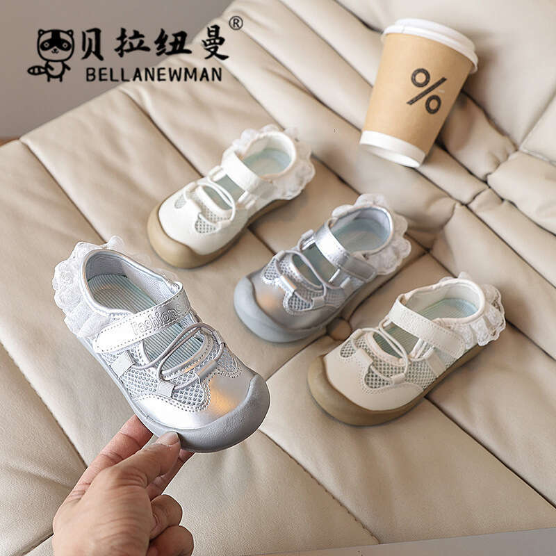 Children's 2025 Summer New Kids Sports Sandals Girls Lace Trim Single Mesh Shoes