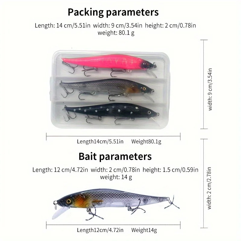 3PCSbox Japan Slow Sinking Minnow Fishing Lures 12cm 14g Jerkbait Bass Pike Carkbait Wobblers Swimbait Professional Bait 250708