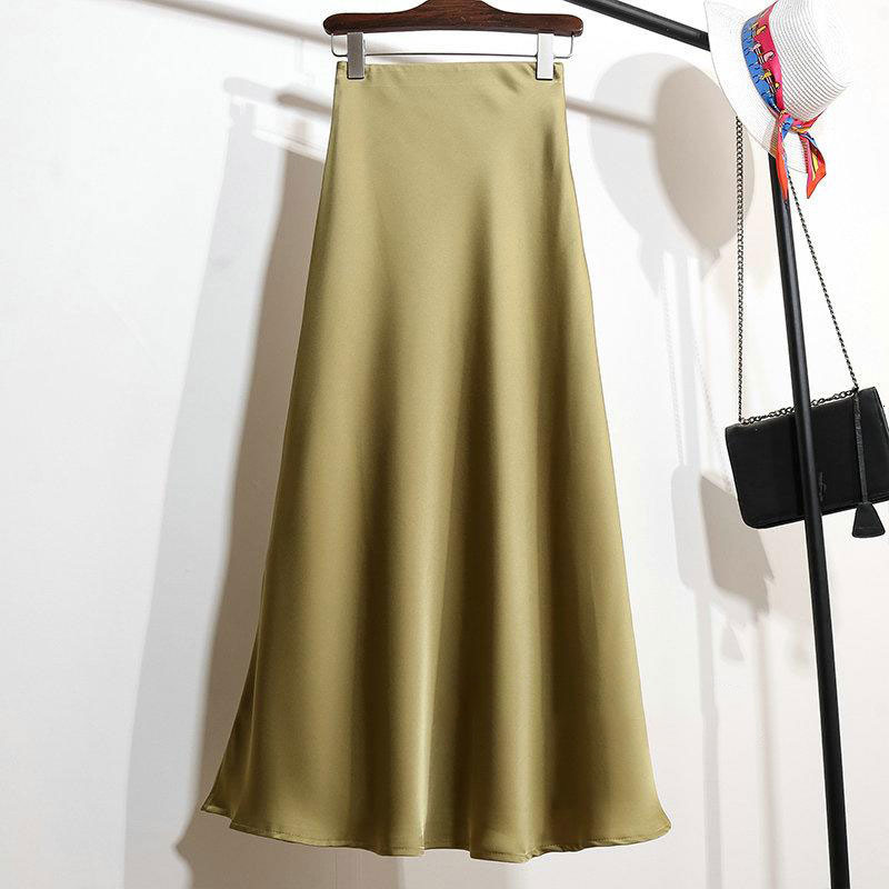 New women's skirt new high waisted slim fit mid length skirt women's satin tight mermaid long skirt summer pleated skirt new designer dress