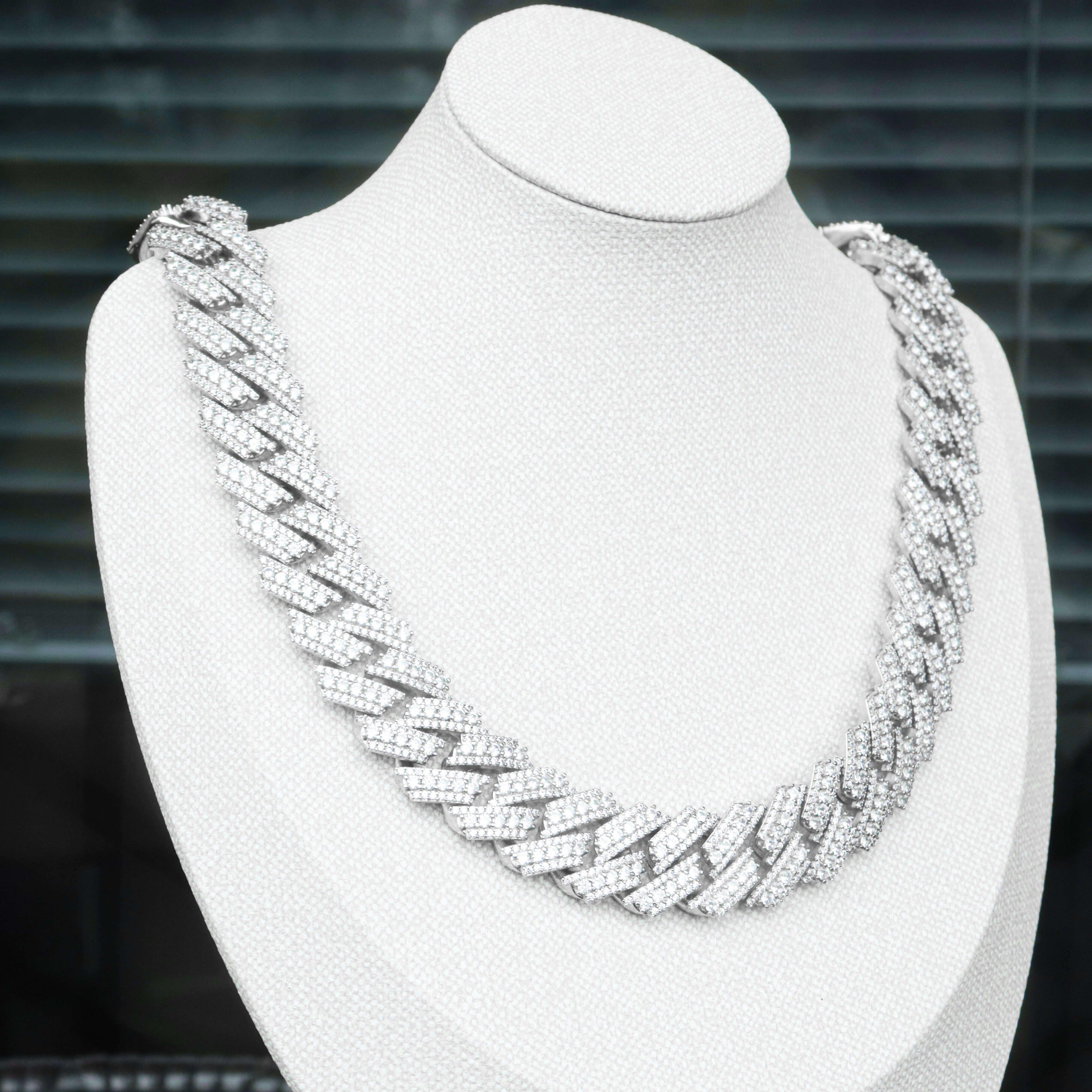 Custom Cubic Zirconia 20MM Iced Out Miami Cuban Link Chain 925 Silver 14K Gold Plated Necklace Hip Hop Jewelry for Men