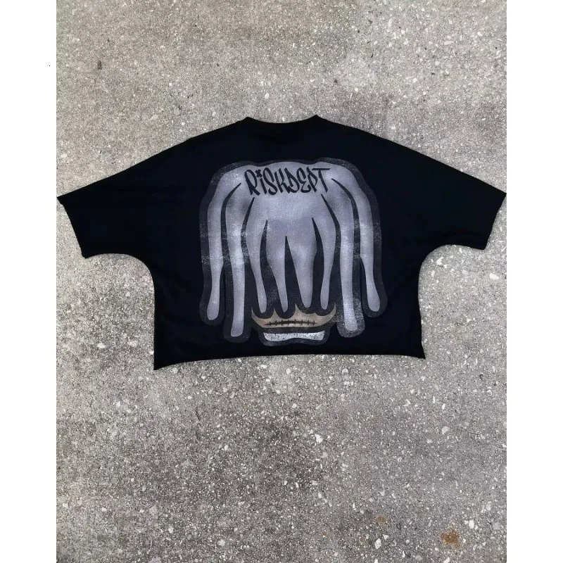T Shirt Y2K Harajuku Hip Hop Oversized Cartoon Character Graphic Print Loose Men Women Round Neck Cotton Short Sleeve Tops 250704