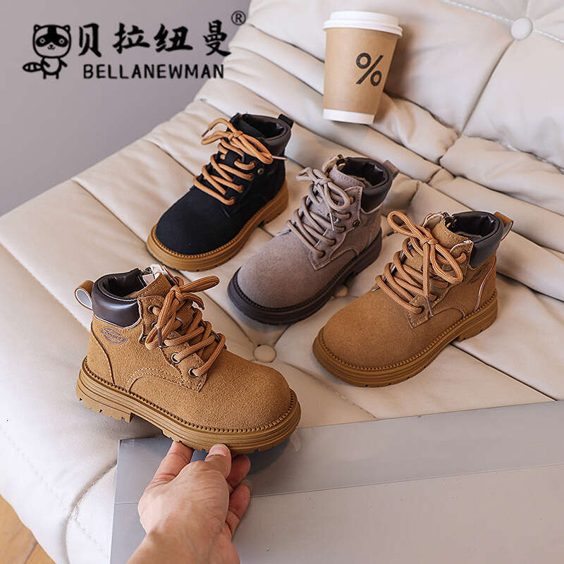 Children's Martin 2024 Autumn New Korean Style Girls' Riding Boys' Yellow Medium and Large Kids' Short Boots