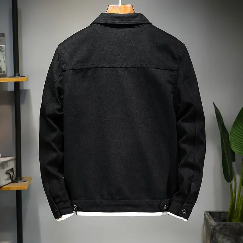 Denim Coats Men Jacket Turn Down Collar Full Sleeve Coat Single Breasted Simple Solid Casual Regular Autumn Winter Jackets 250704