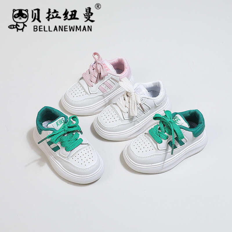 Boys' Sneakers 2024 Spring New Girls' Fashion Lightweight Sports Toddler Walking Children's White Shoes