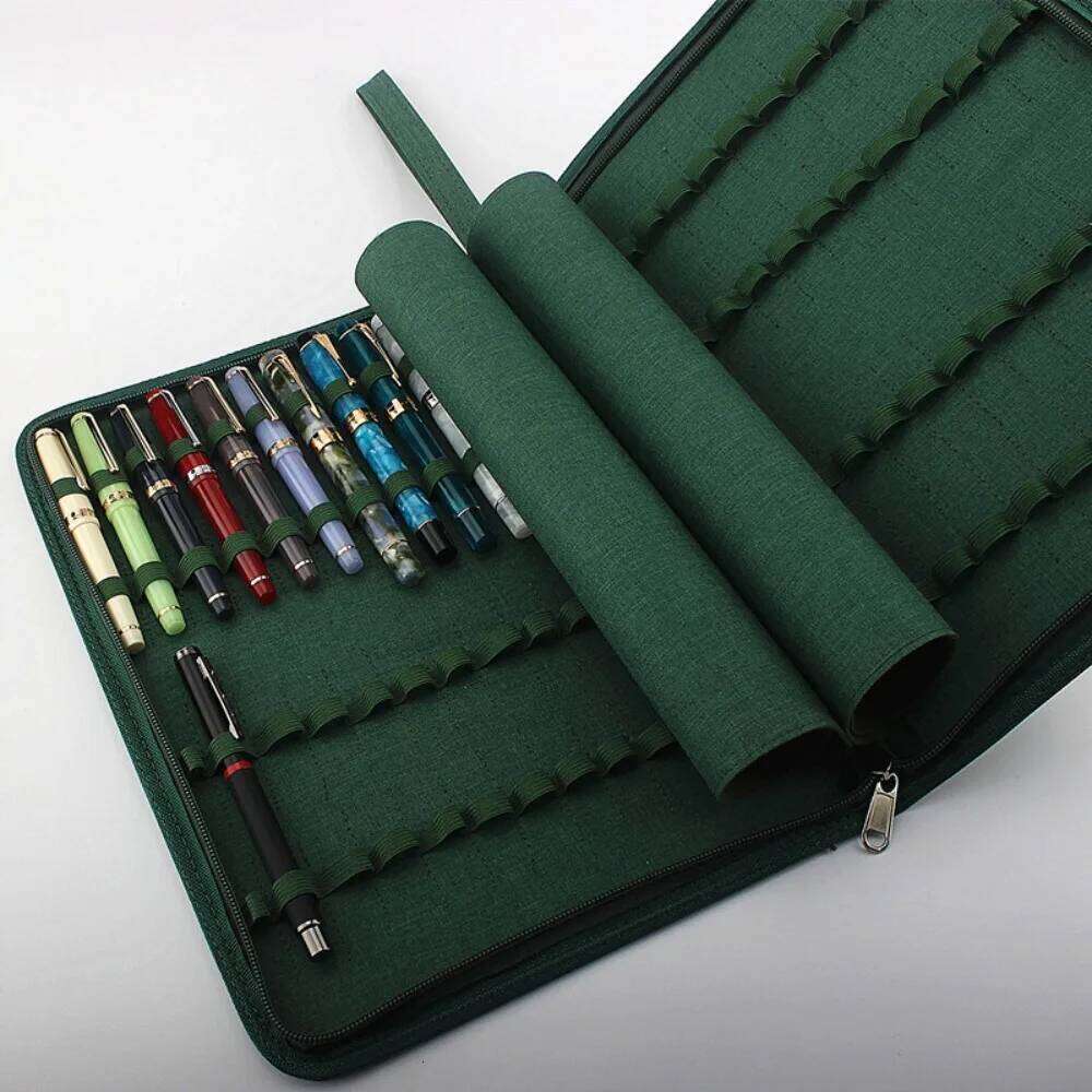 Large Capacity Fountain Pencil Case 10/24/48 Slots Canvas Pen Bag Writing Holder Supplies Accessories