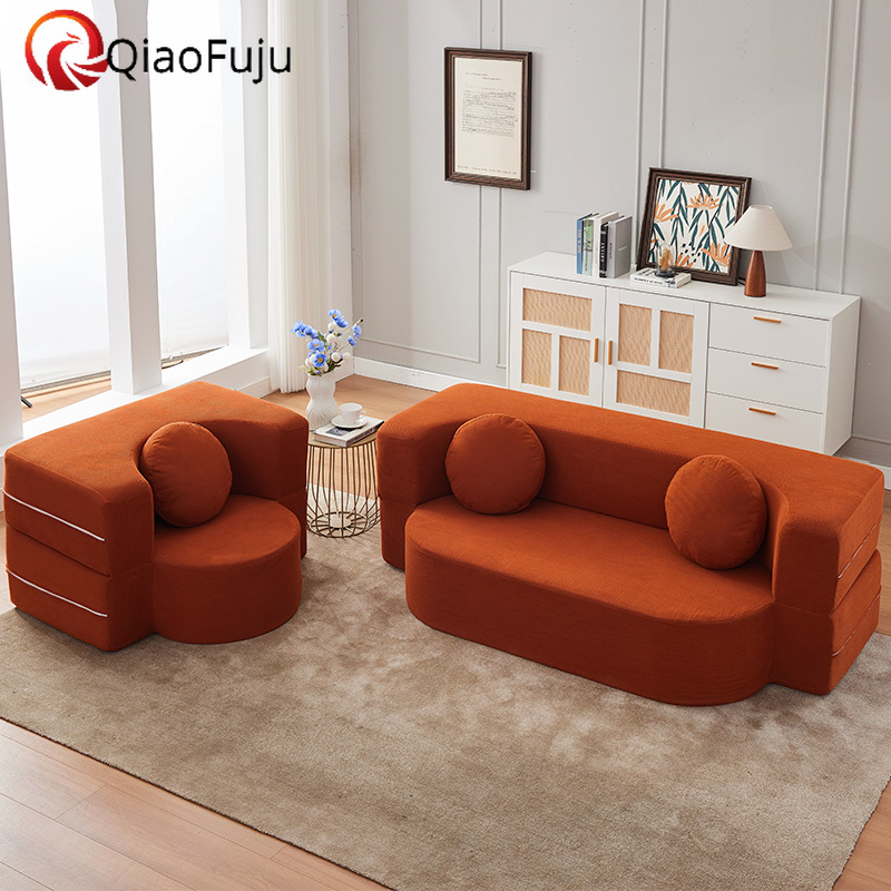 Variable Sofa Bed Dual-purpose Sofa China's Factory Vacuum Compressed Sofa Small Apartment Straight Row Single Double Sofa Bed Living Room Furnit