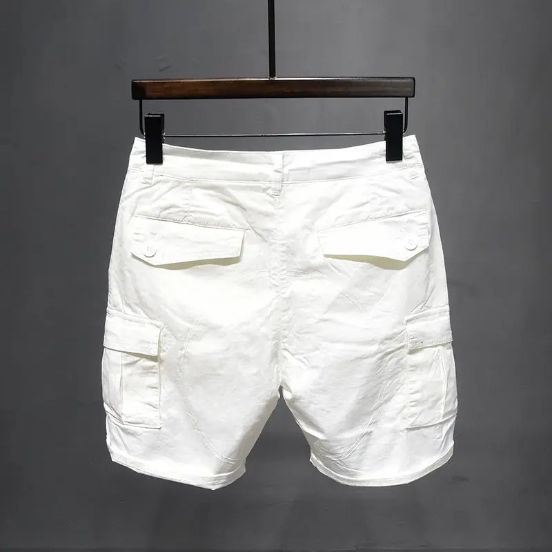 Korean Washed Mens Slim Jeans Denim Short Pants for Summer Boyfriend Stretch Straight White Cargo Cotton Shorts 250714