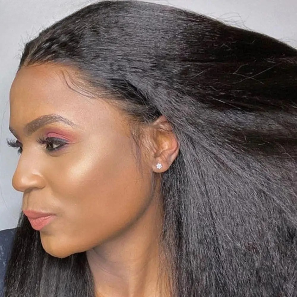 Kinky Straight Lace Front Wig Human Hair For Women 13x4 HD Transparent Lace Closure Wigs Yaki Straight Wigs Synthetic Wig