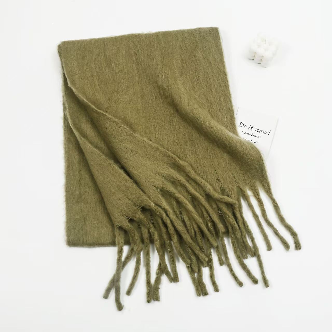 T1207 all-match mohair solid color scarf for women winter thick simple warm enlarged shawl neck