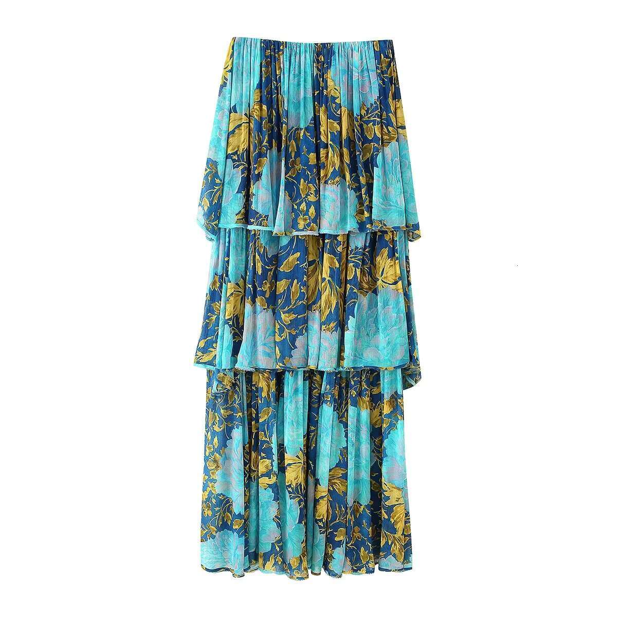 UNIZERA womens with layered decorative print strapless off the shoulder Midi style summer new dress dongdumaoyi