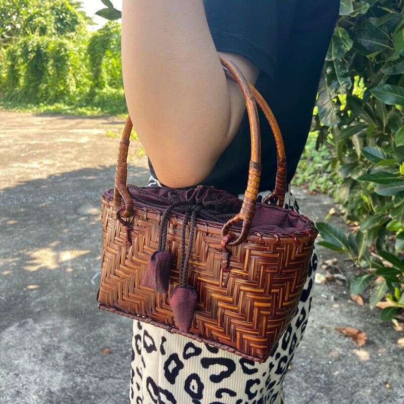 Bamboo Women's Handbag Ethnic Handmade Artistic Woven Basket Casual Vacation Beach Handheld Small Bag