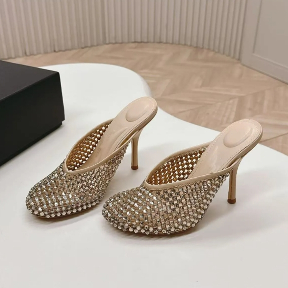 Rexa Cage mules slippers sandal Letter Patent leather stiletto High heels open toes Women's slides Kitten heels Luxury designer sandals for womens slippers 35-40