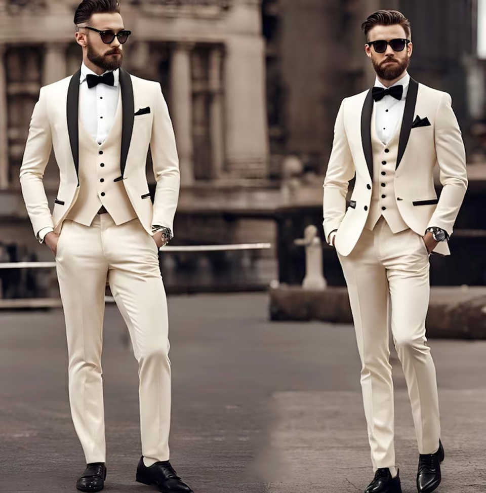3 Pieces Men Suits Shawl Lapel Two Buttons Customized Pants Sets Elegant s Slim Fit Groom Wedding Party Tuxedos Wear