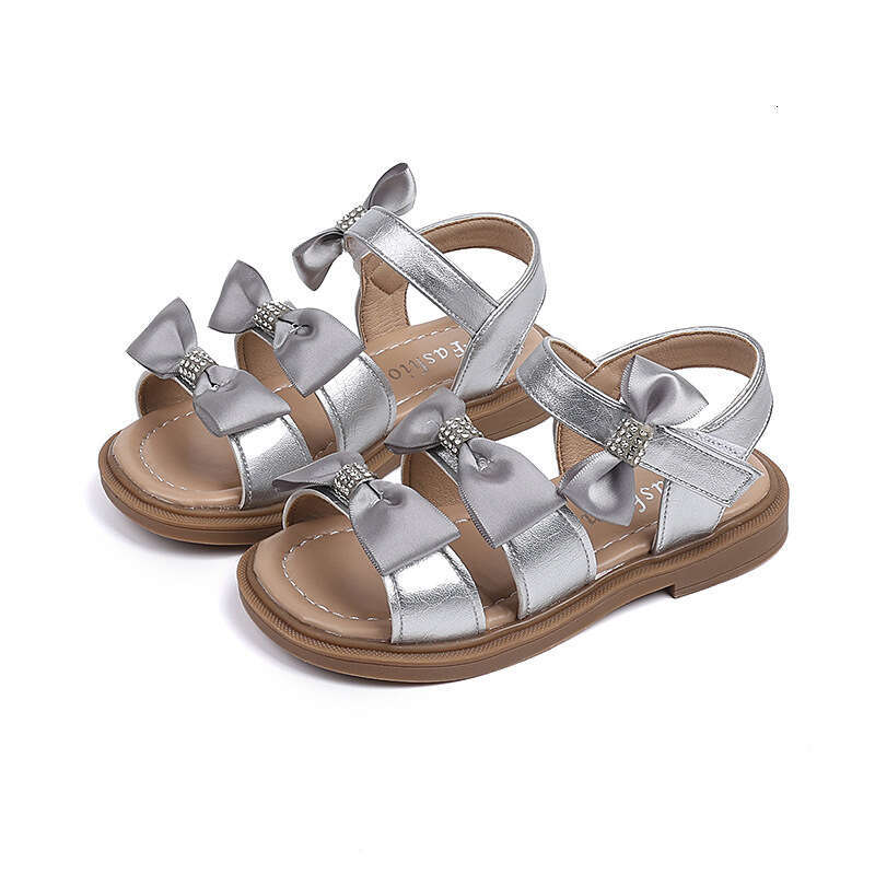 Girls' Fashion Bowknot Princess Sandals 2025 Summer New Children's Soft Sole Open-Toe Beach Shoes