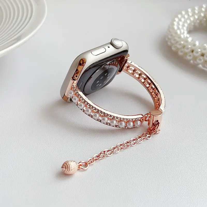 Diamond Pearl Strap for Watch Band 49 46 44 45 42 41 40 38mm Wen Wristband Jewelry Bangle Bracelet for iWatch S10 9 8 7 Y250714
