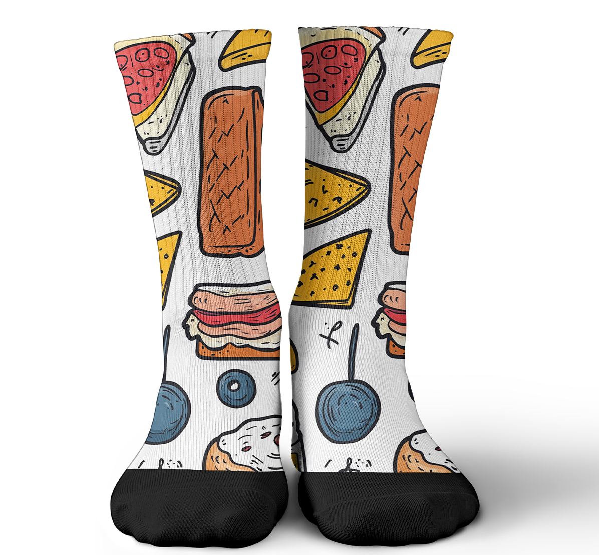 culinary craze tube unisex sock pop food bread prints