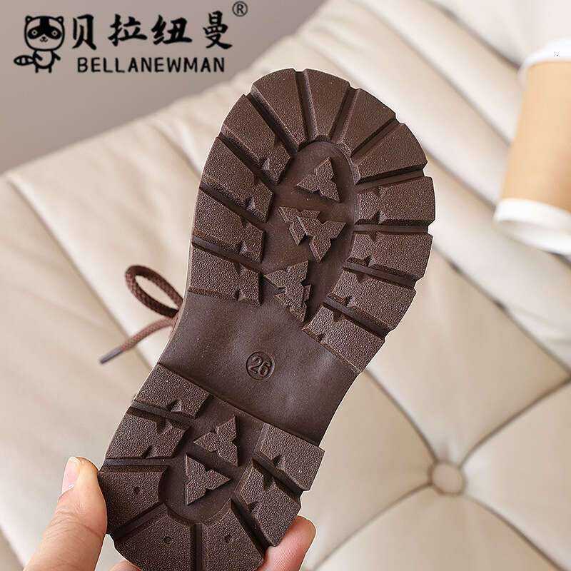 Girls' Fashion British Style Martin 2024 Winter New Korean Version Children's Double Cotton Short Boys' Black Leather Boots