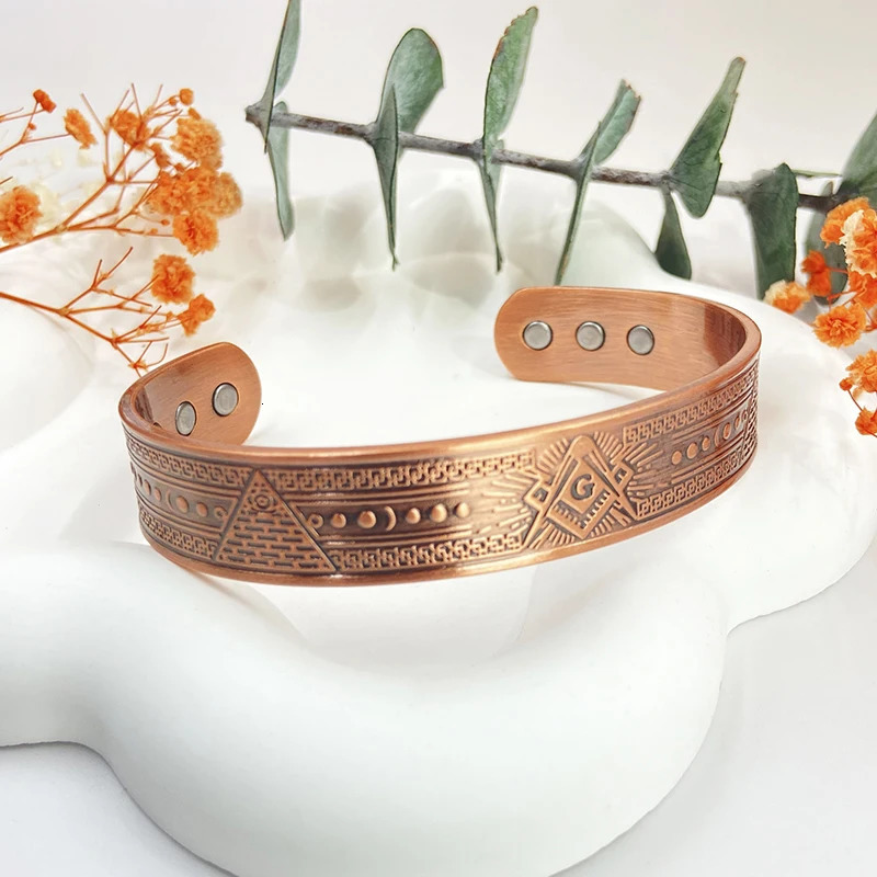 Mens Pure Copper Magnetic Bracelet Bangle Adjustable Jewelry Gifts 250712