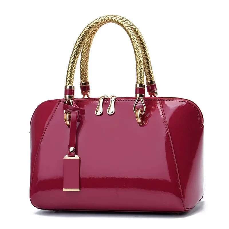 Shiny Leather Large Capacity Summer Handbag Boston New Style Tote Single Shoulder Slant Cross Women's Bag Fashionable