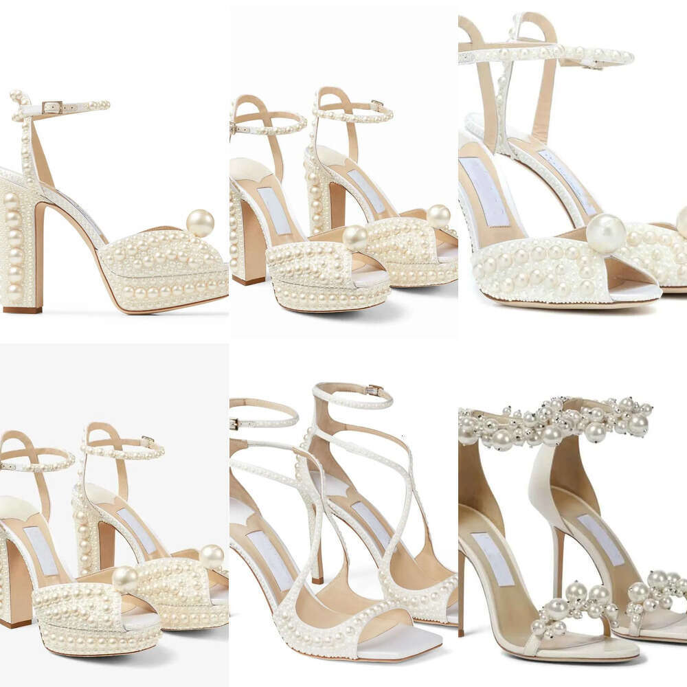 london brands sacora sandals shoes for bidal wedding high heels white pearls leather ankle strap peep toe elegant lady pumps eu3543 box top asd