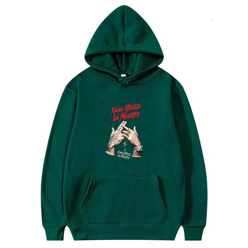 Real Hasta La Muerte Rapper Print Mens Autumn Fleece Hoodie Regular Fit Long Sleeve Clothes Y2K Fashion Streetwear Sportswear XJ250714
