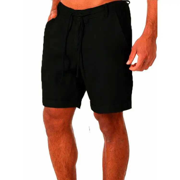 2021 Men Cotton Linen Loose Shorts Summer Male Drawstring Pocket Elastic Waist Wide Leg Half Pants BSD-ZK73 XJ250714
