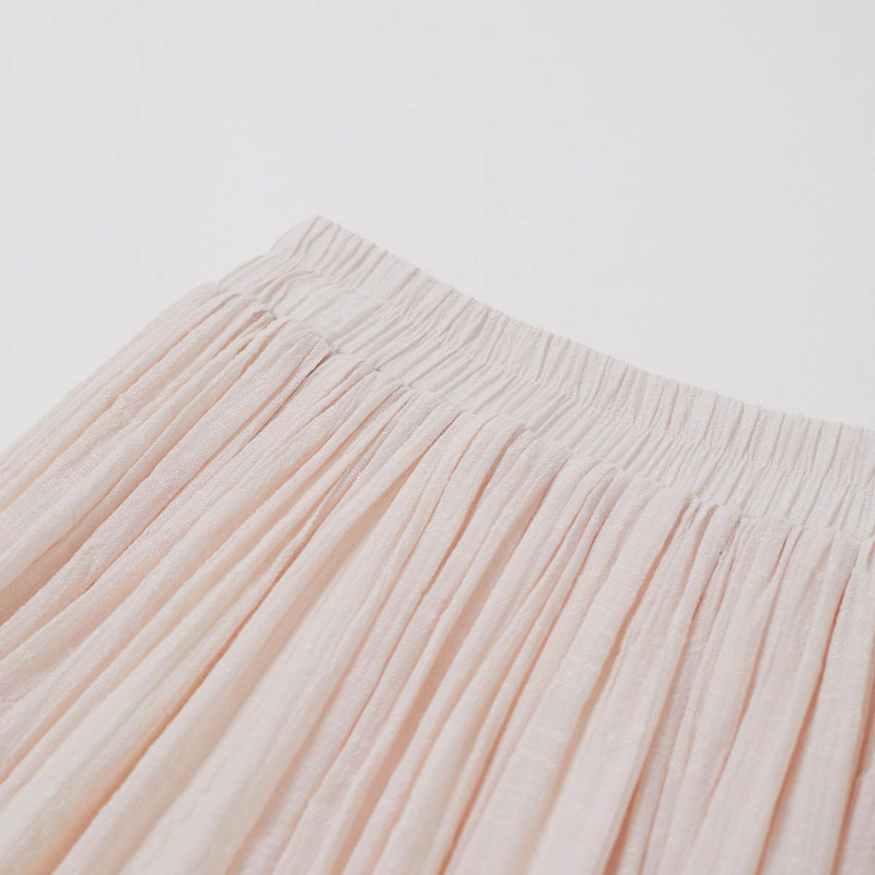Chic Renmian Women's Tencel Pleated Skirt Featuring Comfortable Elastic Waistband