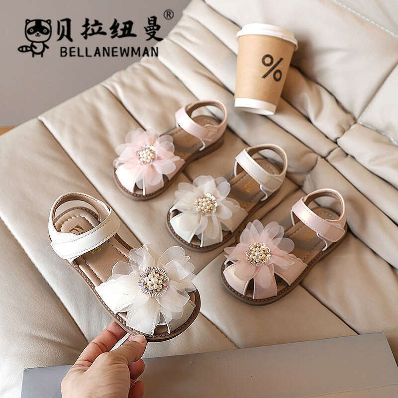 SHEIN Niche Design Sandals 2025 Summer New Girls' Stylish Little Flower Princess Children's Closed-Toe Shoes