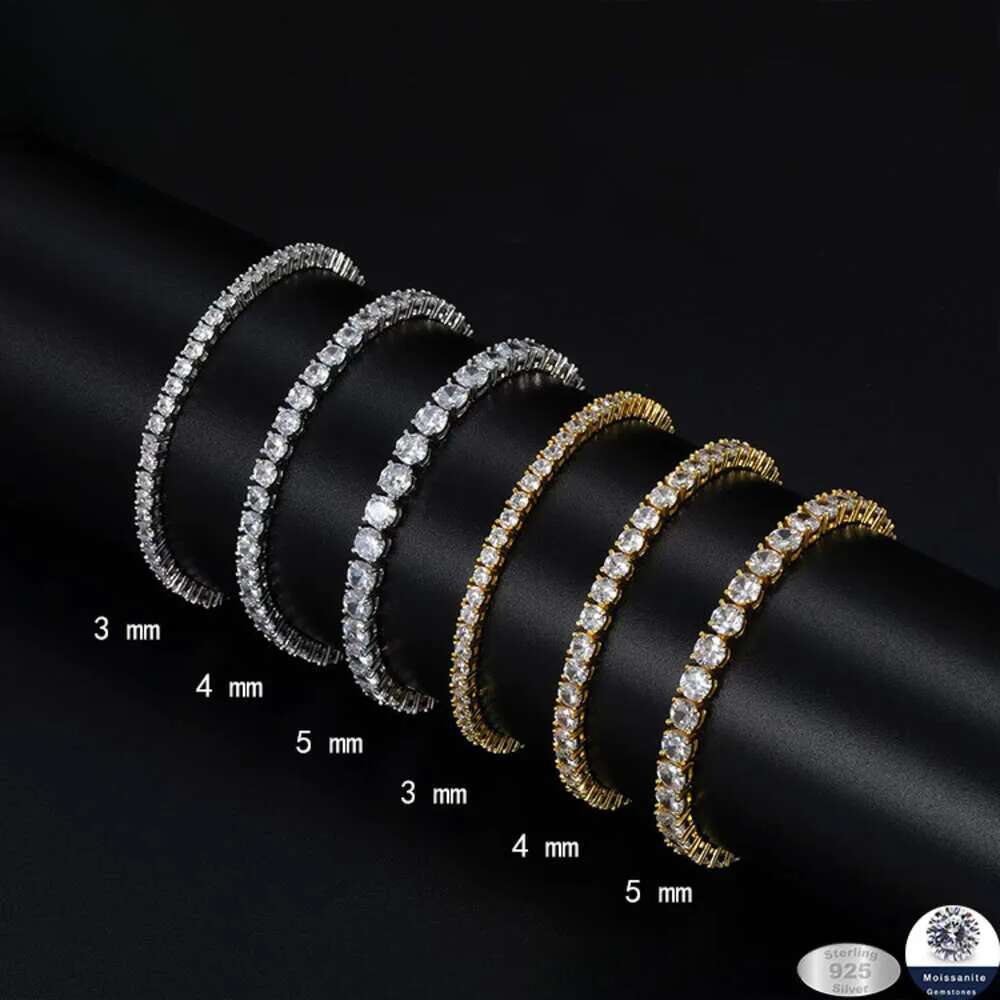 Top jewelry braceletdesigner bracelets cuban link for men women sterling sier vvs iced out bracelet 2mm-6.5mm moissanite tennis chain